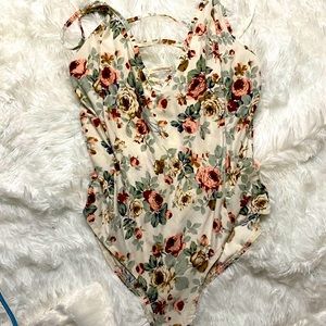 Floral caged bodysuit